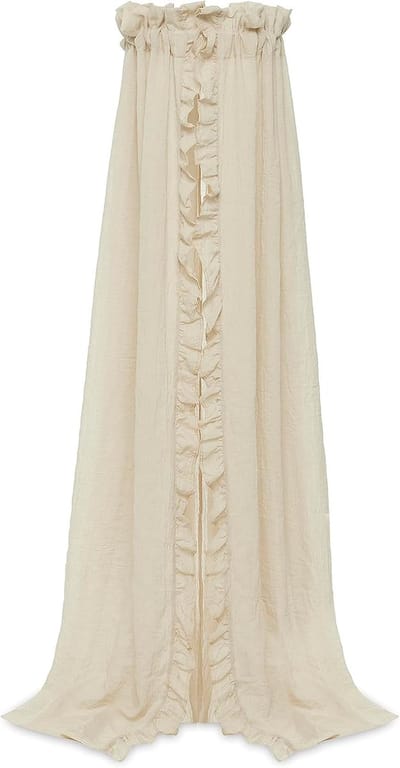 Famanu – Vintage klamboe met ruffles voor babybed, hoogte 155 cm, beige