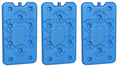 Gerimport Koelelementen plat - 3x stuks - 400 ml - 14 x 24 cm - blauw - kunststof