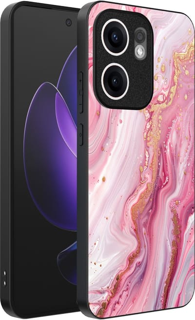 Smartphonica Telefoonhoesje Geschikt voor Oppo Reno 13F met marmer opdruk - TPU backcover case marble design - Roze geschikt voor Oppo Reno 13F