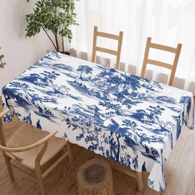 Blauw Witte Landschap Rechthoekige Tafelkleed voor Tafeldecoratie Keuken Eetkamer Waterdicht Herbruikbaar Tafelkleed voor Tafel Eetkamer 90x140cm gray