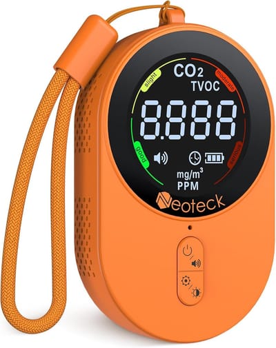 2-in-1 CO2 en TVOC-meter - Draagbare Luchtkwaliteitsdetector met Alarm en Instelbaar Display