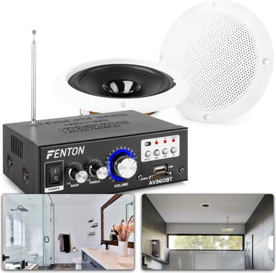 SkyTronic BS06 Badkamer speakerset 6.5 met versterker en 10 meter speakerkabel