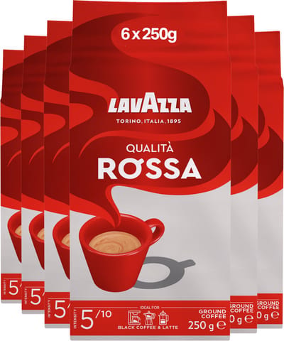 Lavazza Qualità Rossa Filterkoffie - Gemalen Koffie - 100% Arabica Bonen - Intensiteit 5/10 - 6 x 250 gram