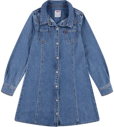 Levi´s ® Kids Western Denim Lang Mouw Jurk Blauw 4 Years Meisje