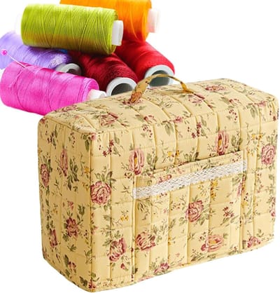 Naaimachine tas - Beschermhoes opberger - Hobby projecten - Stijlvol bloemenontwerp - 43 x 35 x 24 cm - Geel