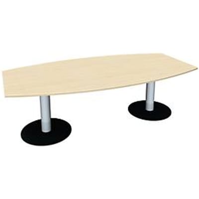 Vergadertafel, tot 8 personen, boot, plaatvoet, B 2400 x D 800/1200 x H 720 mm, ahorn/blank aluminium