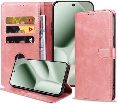 Geschikt voor Google Pixel 10 Pro XL Telefoonhoesje Kunstleer met Magnetisch lipje en Pasjeshouder Book Case met Klepje - Walletcase with Cardslot - Rosé Goud - Smartphonica geschikt voor Google Pixel 10 Pro XL