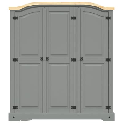 vidaXL - Kledingkast - 3 - deuren - Mexicaans - grenenhout - Corona-stijl - grijs