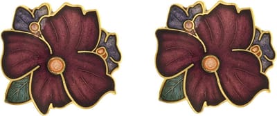 Behave - Oorclips dames - bloemmotief - paars - 2 cm