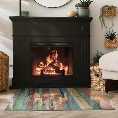 Coloray Vloerplaat Houtkachel - Plaat onder Houtkachel - 100 cm x 70 cm - Kachel Onderplaat - Turkoois Vloerplaat Kachel - Onderplaat - Onderplaat Kachel - Houtkachel Vloerplaat - Onderplaat Voor Houtkachel