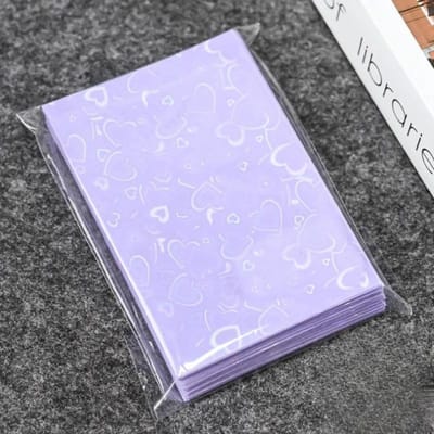50 stuks Hartvormige Laserflits Kaarthoesjes Beschermers voor Fotokaarten Holografische Folie Beschermfolie paars