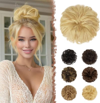 Krullend Haar Knot Extensie voor Vrouwen - Natuurlijk Golvend Haarstukje voor Casual en Formele Gelegenheden