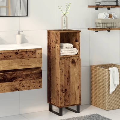 vidaXL - Badkamerkast - 30x30x100 - cm - bewerkt - hout - oud - houtkleurig