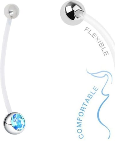 Fako Bijoux® - Zwangerschapspiercing - Kristal - Aqua