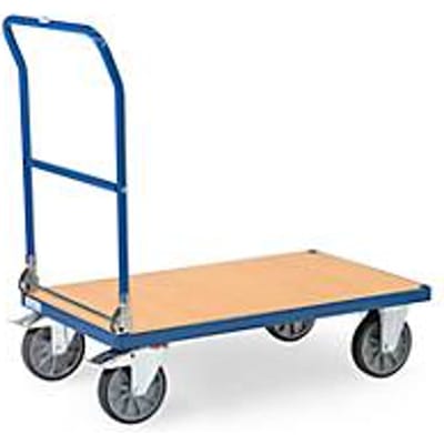 fetra® Vouwwagen, houten laadvlak, elk 2 zwenk- en bokwielen, 1000 x 600 mm