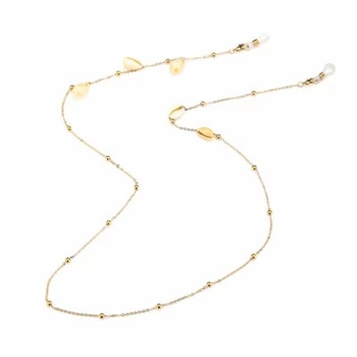 Bijoutheek Collier Brillenkoord Schelpen Balls Wit