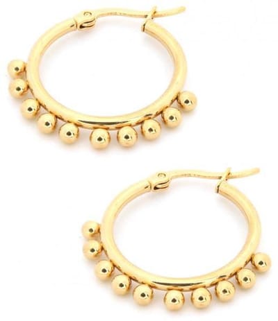 Aramat Jewels | Oorringen | Goudkleurige Oorringen met Bolletjes 20mm | | | |4mm | Staal | Volwassenen | Verkleurd niet