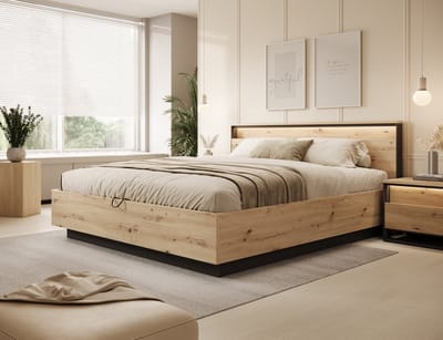 Meubella - Tweepersoonsbed Quarry - Eiken - 180x200 cm