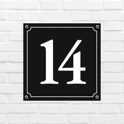 Huisnummerbord Klassiek - Nummer 14 - 14 x 11 cm - incl. bevestiging | - naambord - nummerbord - voordeur
