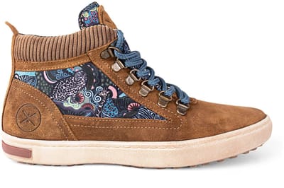 Inkkas Nakuru Camping Boot dames wandel sneaker – tan suède hiking boot met wildlife-print Lake Nakuru (Kenia) – leren voering – robuuste & duurzame profielzool, maat 37