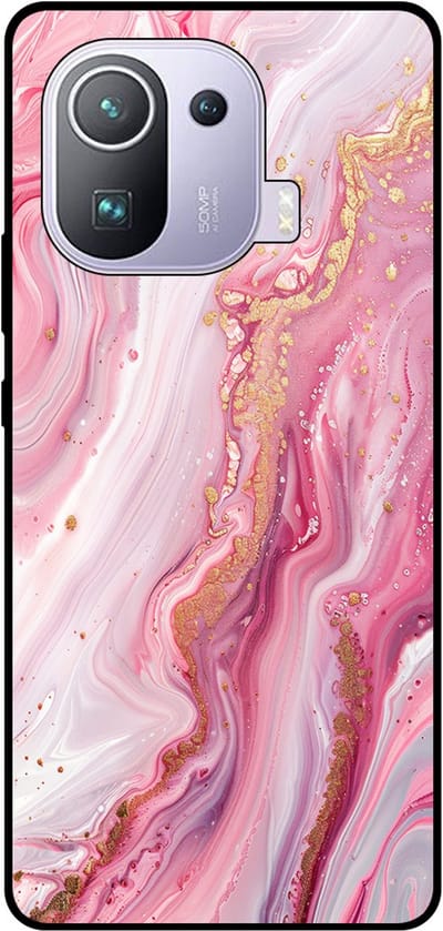 Smartphonica Telefoonhoesje Geschikt voor Xiaomi Mi 11 Pro met marmer opdruk - TPU backcover case marble design - Roze geschikt voor Xiaomi Mi 11 Pro