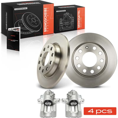 Frankberg 2x remklauw + 2x remschijf achter voor Audi A4 Seat Exeo