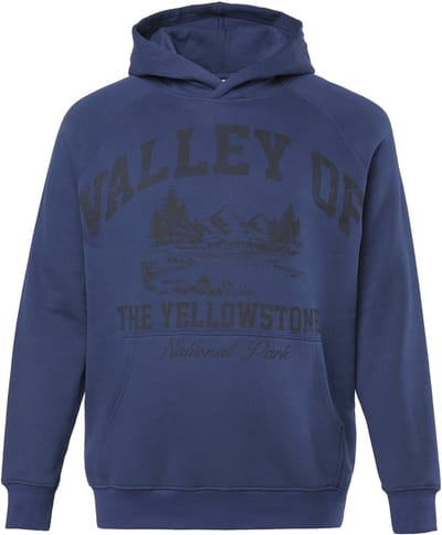 JP 1880 - Heren - JP hoodie sweatstof capuchon kangoeroezak - Mat nachtblauw - Maat 3XL