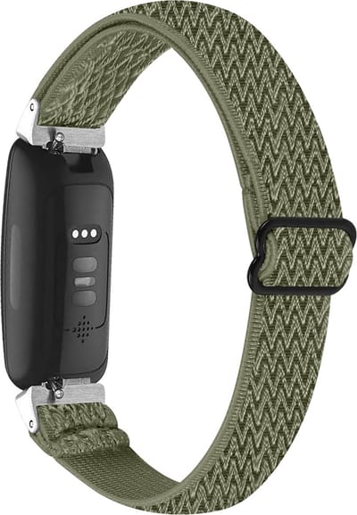 By Qubix - Compatible Fitbit bandje - Geschikt voor fitbit Inspire 3 - Elastische solo loop nylon bandje - Groen