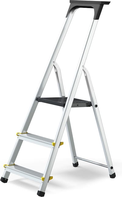 Panthera huishoudtrap - keukentrap 1x3 treden - Aluminium - Max werkhoogte: 2.56 meter - voor Particulier en professioneel gebruik