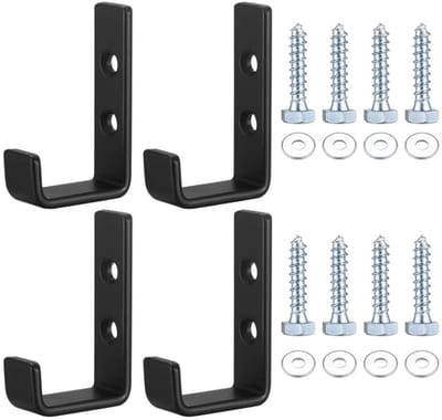 Dailygoods- Wandhaken Zware J-vormige Haken - Metalen Ophanghaken - Garagehaken - Zelfklevend - Voor Binnen/Buiten - Tot 70 kg Draagvermogen - Opslaghaken