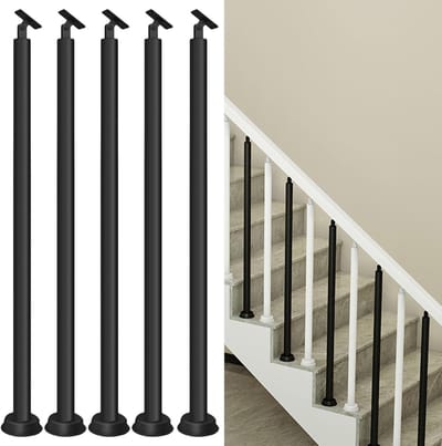 Trapbalusters Set - Trapleuning Kolom - Veilige Trappen - In Hoogte Verstelbaar - 5 Stuks 76cm - Zwart