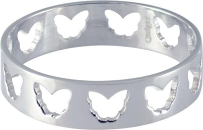 Quiges Stapelring Dames - Vulring Vlinders - RVS Zilverkleurig - Maat 19 - Hoogte 6mm