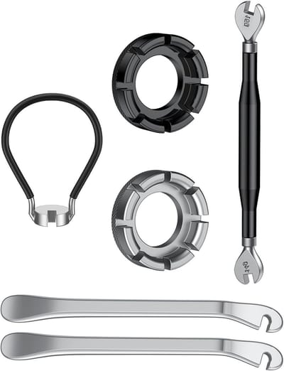 Complete Fietsreparatieset met Spaken Sleutel, Bandenlichters en Rimpunt Gereedschap - 6-delige Kit voor Fiets Onderhoud en Herstel