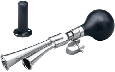 Tweekleurige toeter XL, chromen claxon met 2 tonen, universeel voor BFR, BFR-3, XXL-BFR, E-BFR, gokartaccessoires, 2-kleurige claxon, ideaal voor kinderskelters, toeter, robuust en duurzaam