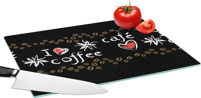 Glazen Snijplank - 39x28 - Koffie - Patronen - Love - Snijplanken Glas
