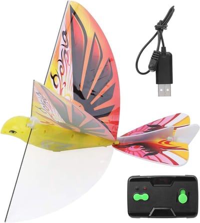 RC Vliegend Vogelspeelgoed - Afstandsbestuurbare vogel - Buiten spelen - LED verlichting - 21 x 27 cm - Oranje
