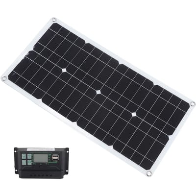 Kit Panneau Solaire Monocristallin 250W avec Contrôleur de Charge 10A Ports USB Doubles pour Camping-car Voiture Bateau