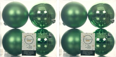 Decoris Kerstballen - 8x st - groen - D10 cm - kunststof - kerstversiering