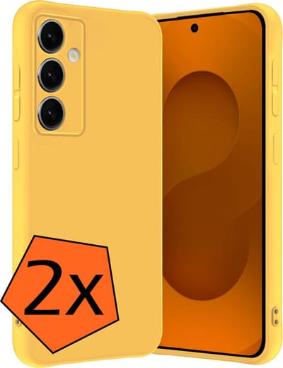 Hoes - 2 Stuks - Geschikt voor Samsung Galaxy S25 - Sterk & Shockproof - Case Siliconen - Back Cover - Telefoon Hoes - Geel