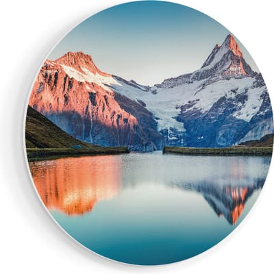 Artaza Forex Muurcirkel Bergen Landschap Bij Het Meer - 70x70 cm - Wandcirkel - Rond Schilderij - Wanddecoratie Cirkel - Muurdecoratie