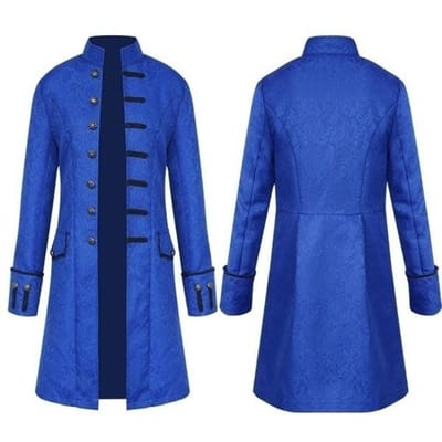 Mode Herenjas Steampunk Retro Trenchcoat/Vest Gotisch Victoriaans Jurk Uniform Middeleeuwse Windbreaker Jas/Vest Opera Kostuum XXXL blauw