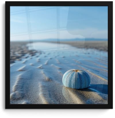 Poster in lijst - Fotolijst 40x40 cm - Posters - Strand - Schild - Water - Blauw - Posterlijst zwart - Decoratie - Wanddecoratie woonkamer - Muurdecoratie slaapkamer