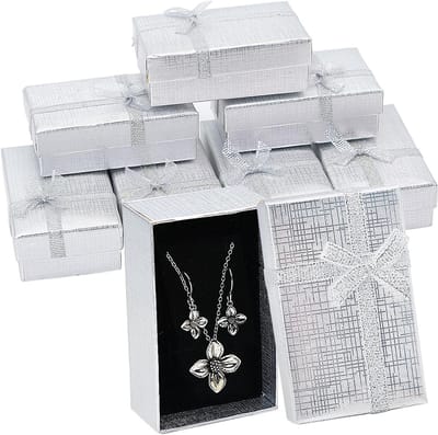 24 stuks kartonnen geschenkdozen voor jubilea met strik - sieradendozen set voor ringen, oorbellen en halskettingen