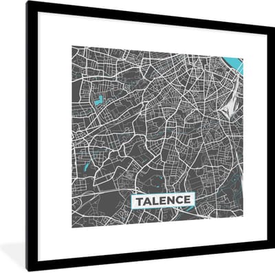 Fotolijst incl. Poster - Talence - Stadskaart - Kaart - Frankrijk - Plattegrond - 40x40 cm - Posterlijst
