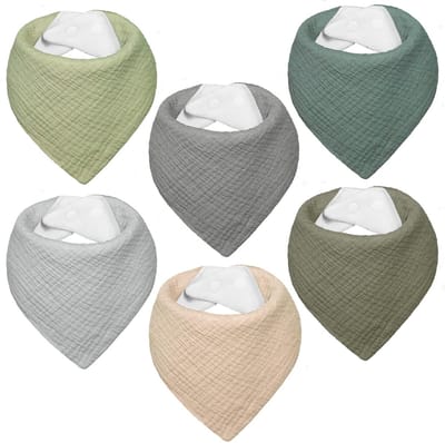 Dailygoods- Slabbetjes Baby - Zeer Absorberend - Siliconen Slab - Slabbetjes met Mouwen - Kwijlslabbetjes - 6 Stuks - Ademend Katoen - Babysjaal