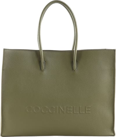 COCCINELLE Leren Schoudertas Maxi Log Handbag Grained Leather Laurel Green Olijfgroen
