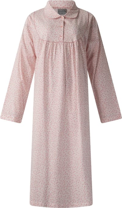 Lunatex - klassiek dames nachthemd 224197 - 100% katoen - roze - maat M