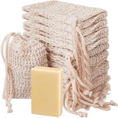 15 Stuks Sisal Zeepzakjes voor Natuurlijke Zeep, Trekkoord Zeep Houder voor Schuimen, Droog en Exfoliatie in de Douche