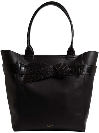 Ted Baker handtas schoudertas Jjoslyn Croc Effect Knot Bow Tote Bag Black zwart