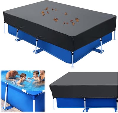 Zwembadafdekking, rechthoekig, 300 x 205 x 30 cm, opvouwbaar zwembadzeil, waterdicht en stofdicht, winddicht, met verstelbare touwen, afdekzeil voor tuin en buiten